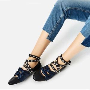ZARA contrast strap ballerina flats - NWOT